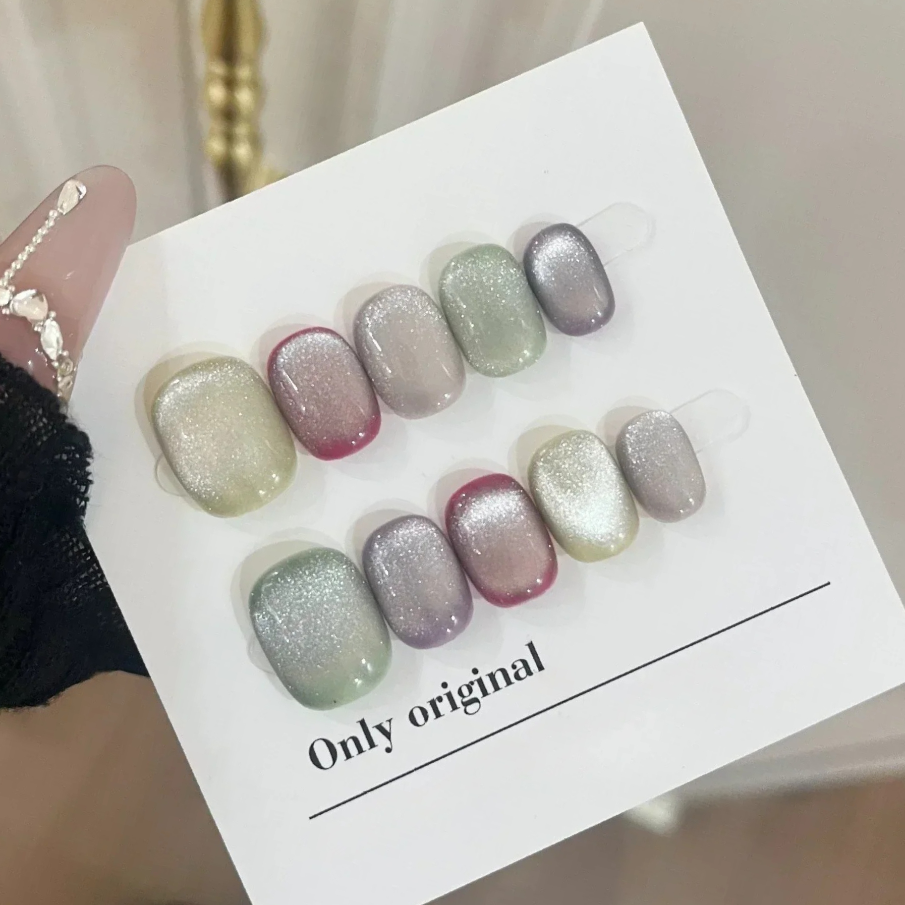 Nail Art Pink - 10Pcs Short Handmade Press On Nails