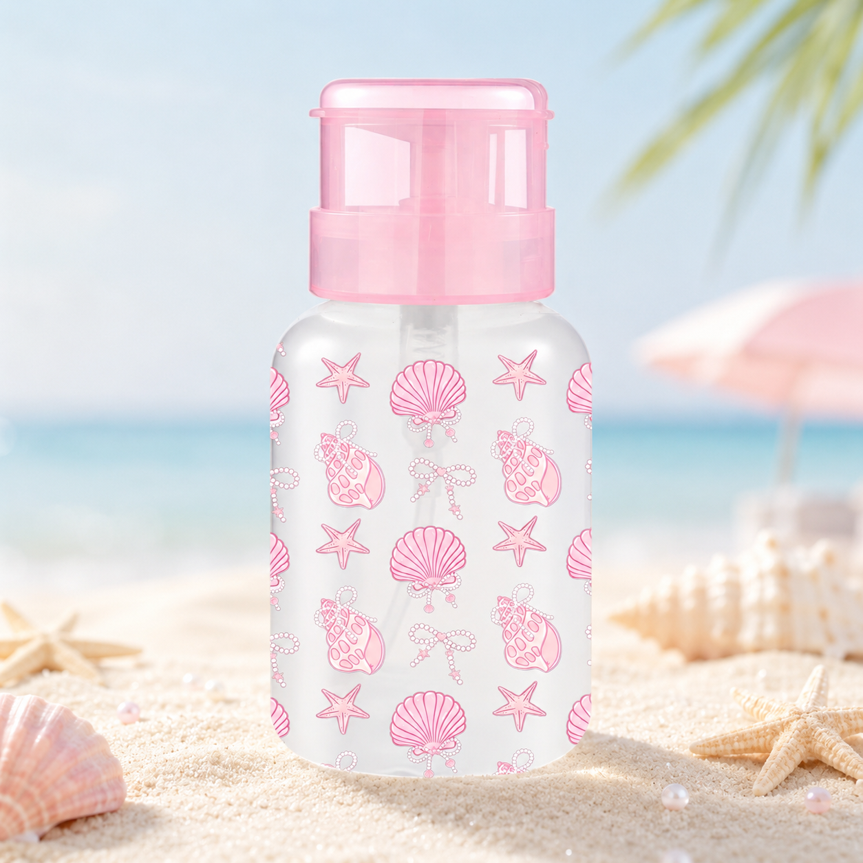 Nail Art Pink - 220ml Pink Shell Print Pump Dispenser