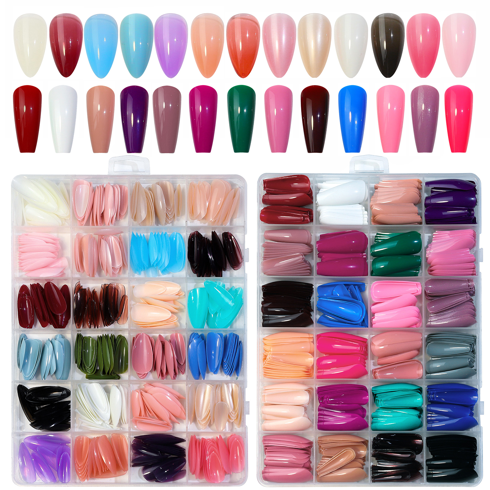 Nail Art Pink - 24 grids solid color wear nail