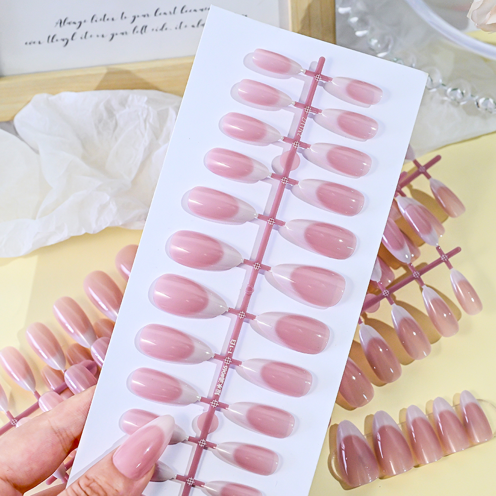 120pcs Pink Medium Almond Fren - Nail Art Pink recension och pris
