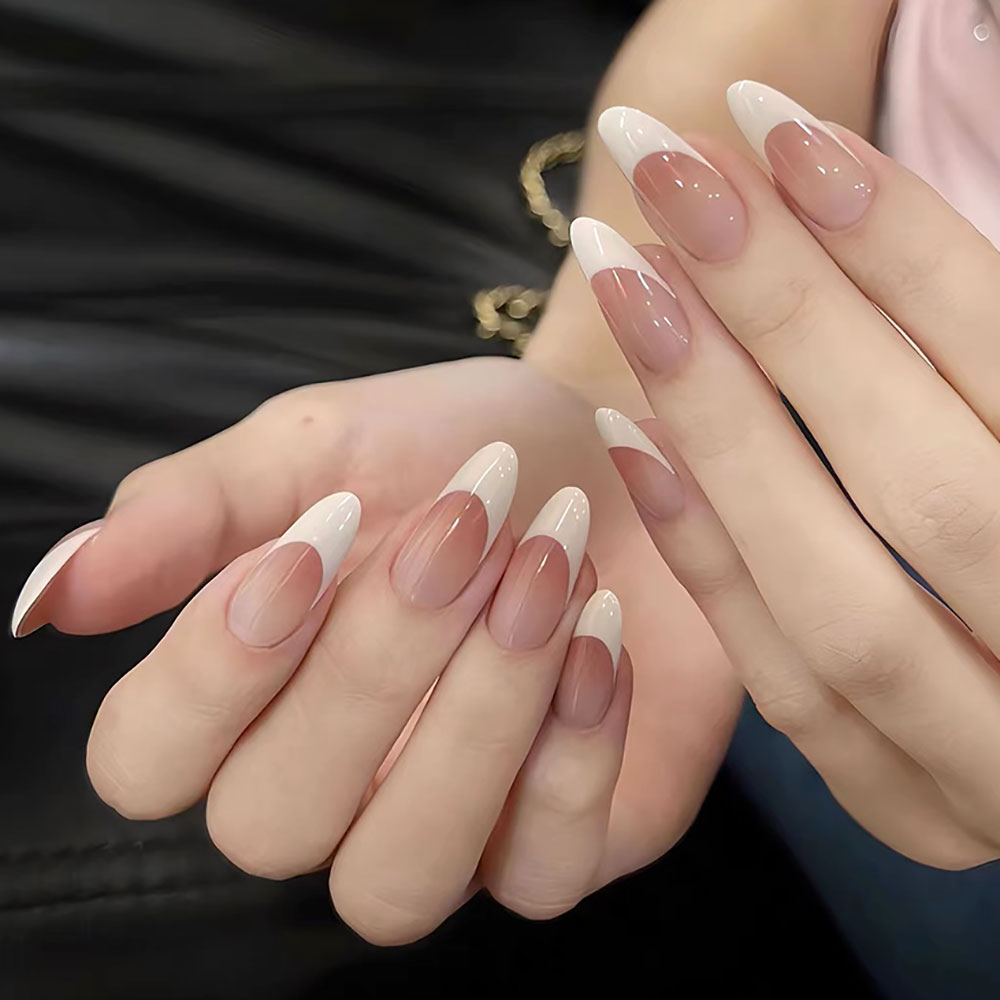 120pcs Pink Medium Almond Fren - Nail Art Pink recension och pris