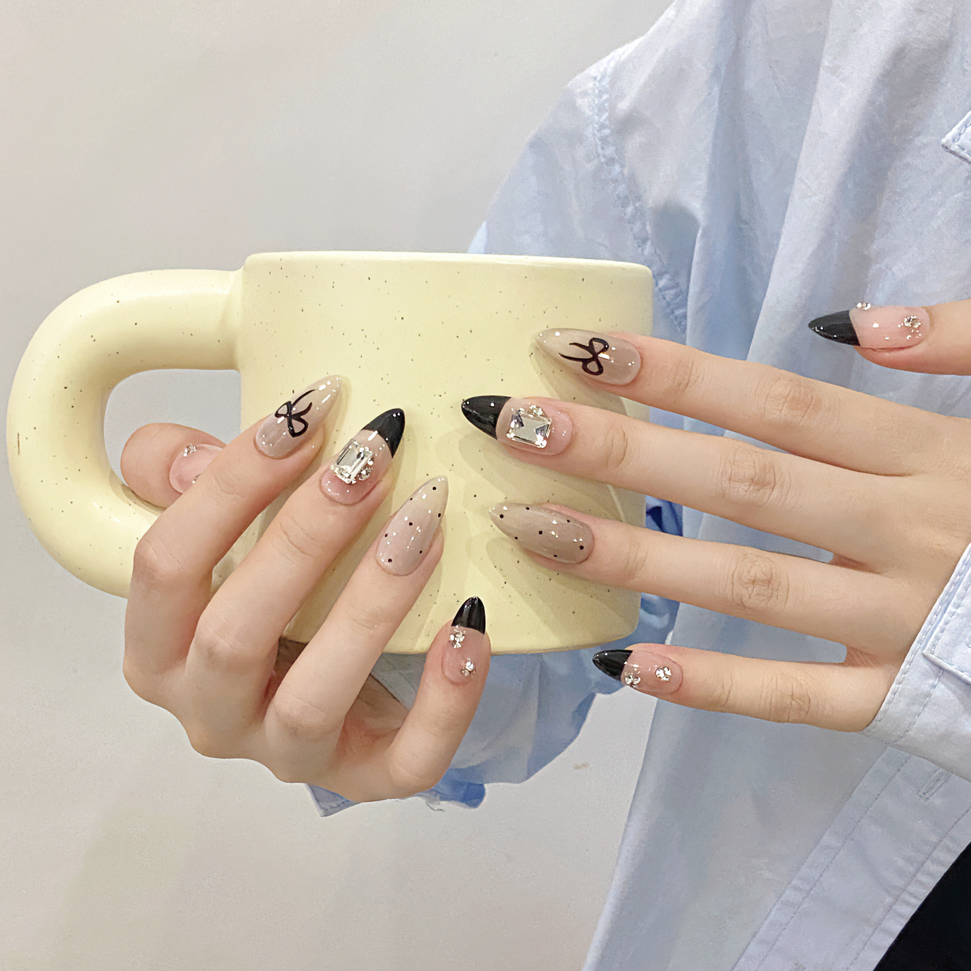 Handmade Press on Nails Black  - Nail Art Pink recension och pris