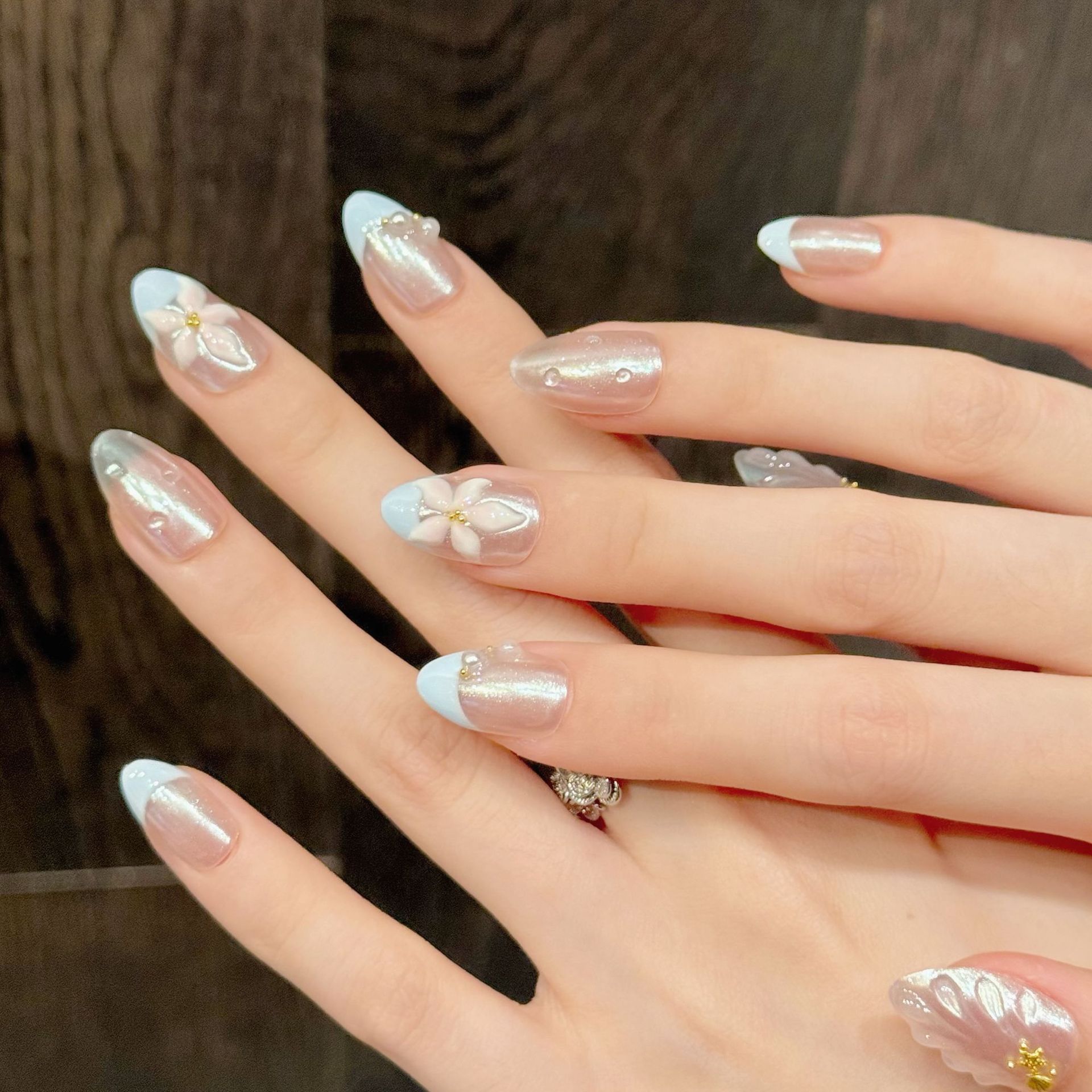 10pcs Handmade Pressed Almond  - Nail Art French Nails recension och pris