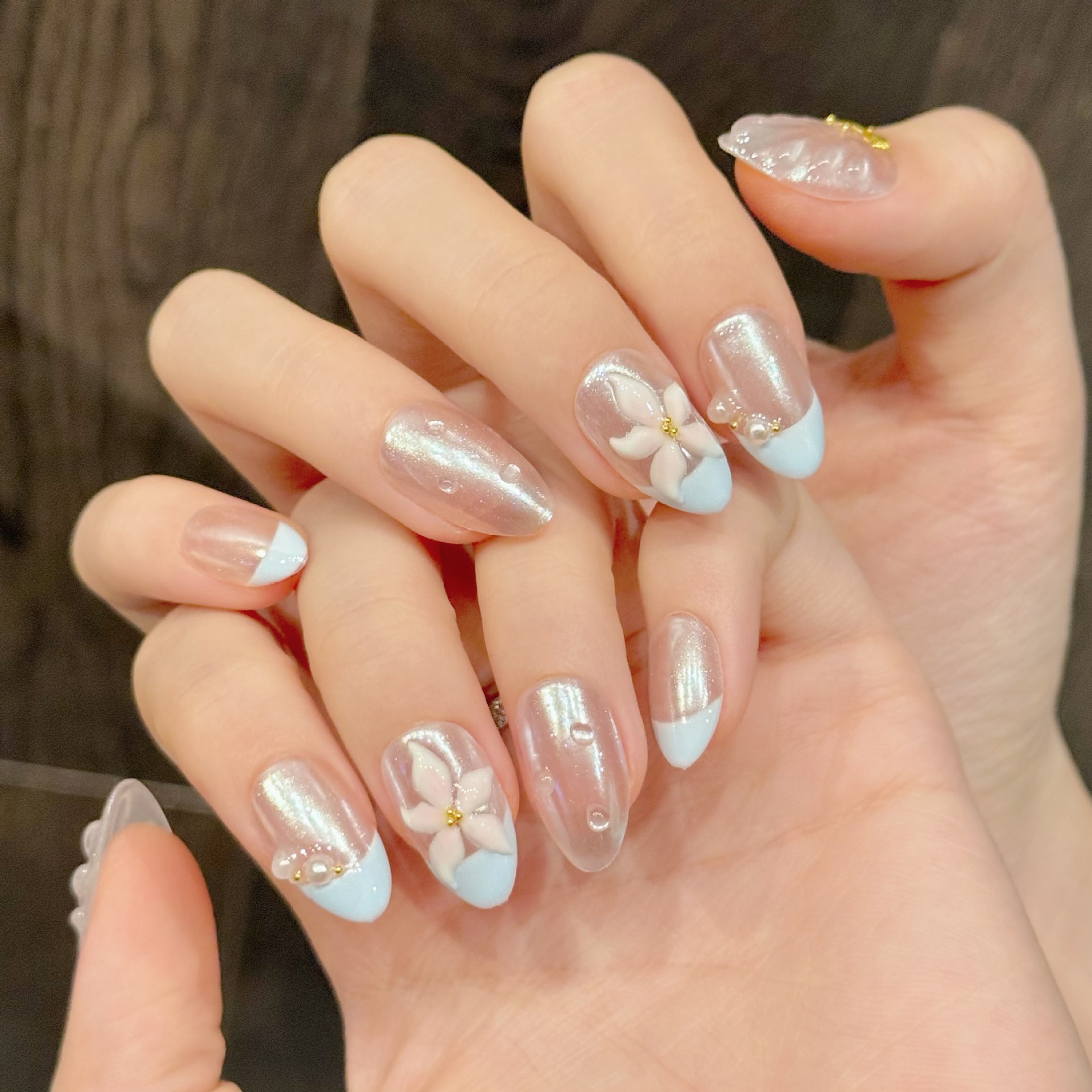 10pcs Handmade Pressed Almond  - Nail Art French Nails recension och pris