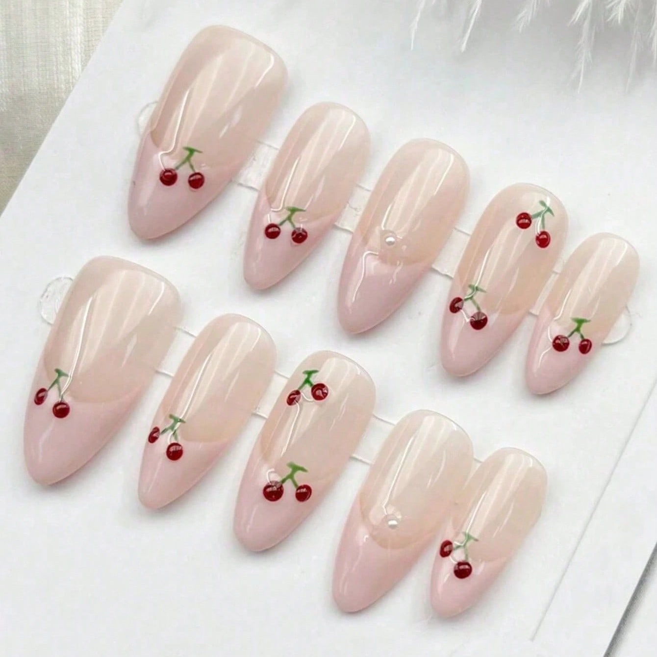 10pcs Medium Almond Nude Pink  - Nail Art Pink recension och pris