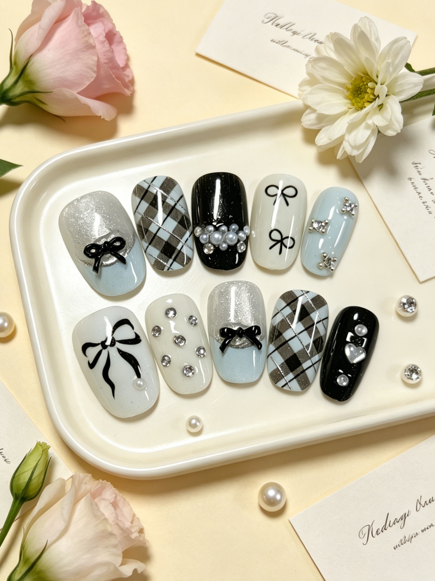 10 Short Oval-Shaped Press-On  - Nail Art French Nails recension och pris