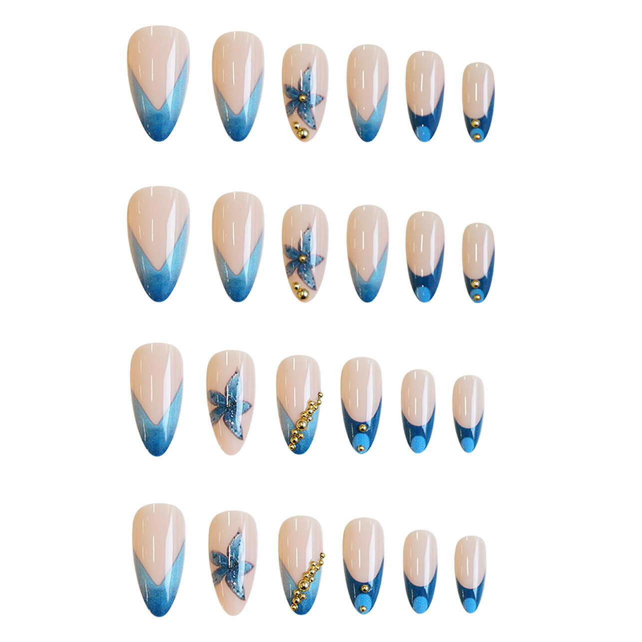 Nude fake nails with pink blue - Nail Art Pink recension och pris