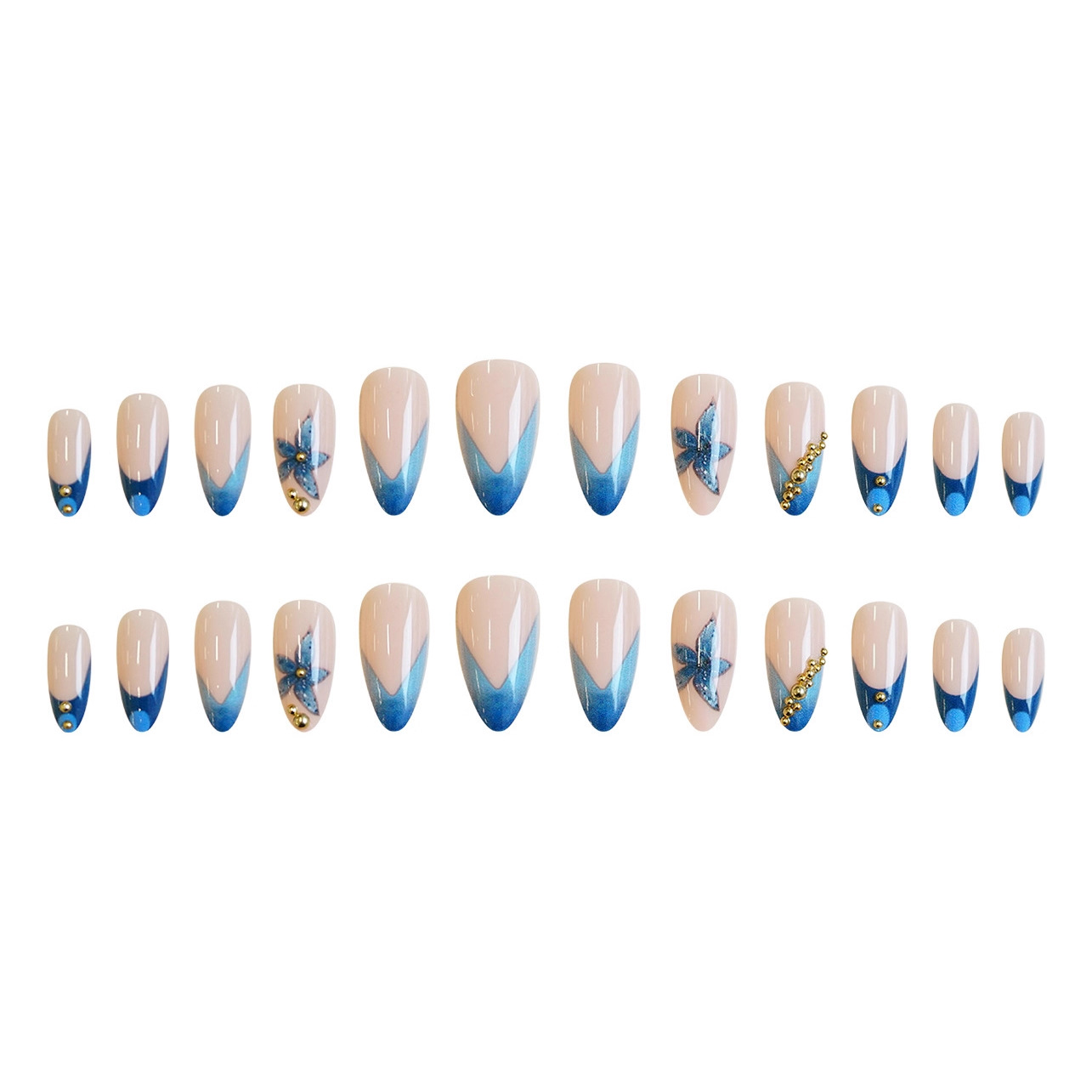 Nude fake nails with pink blue - Nail Art Pink recension och pris