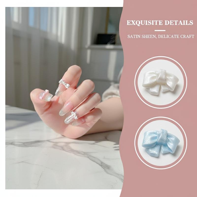 Satin Bow Nail Art Accessories - Nail Art Pink Soft recension och pris