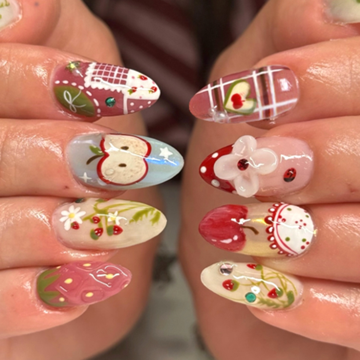 24pcs Flower Long Almond Press - Nail Art French Nails recension och pris