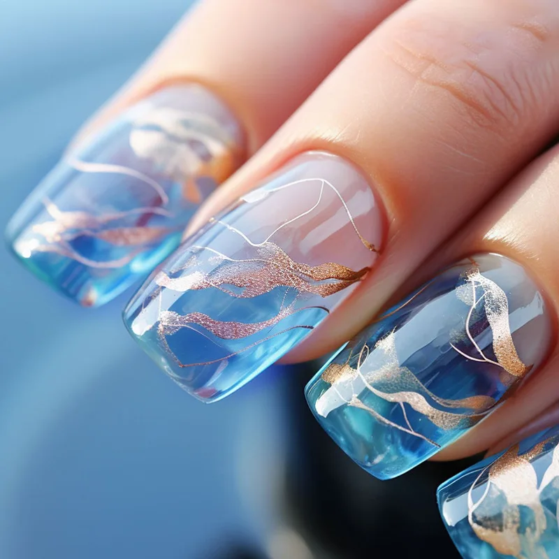 24Pc Blue Ocean Fake Nails Sho - Nail Art Pink recension och pris