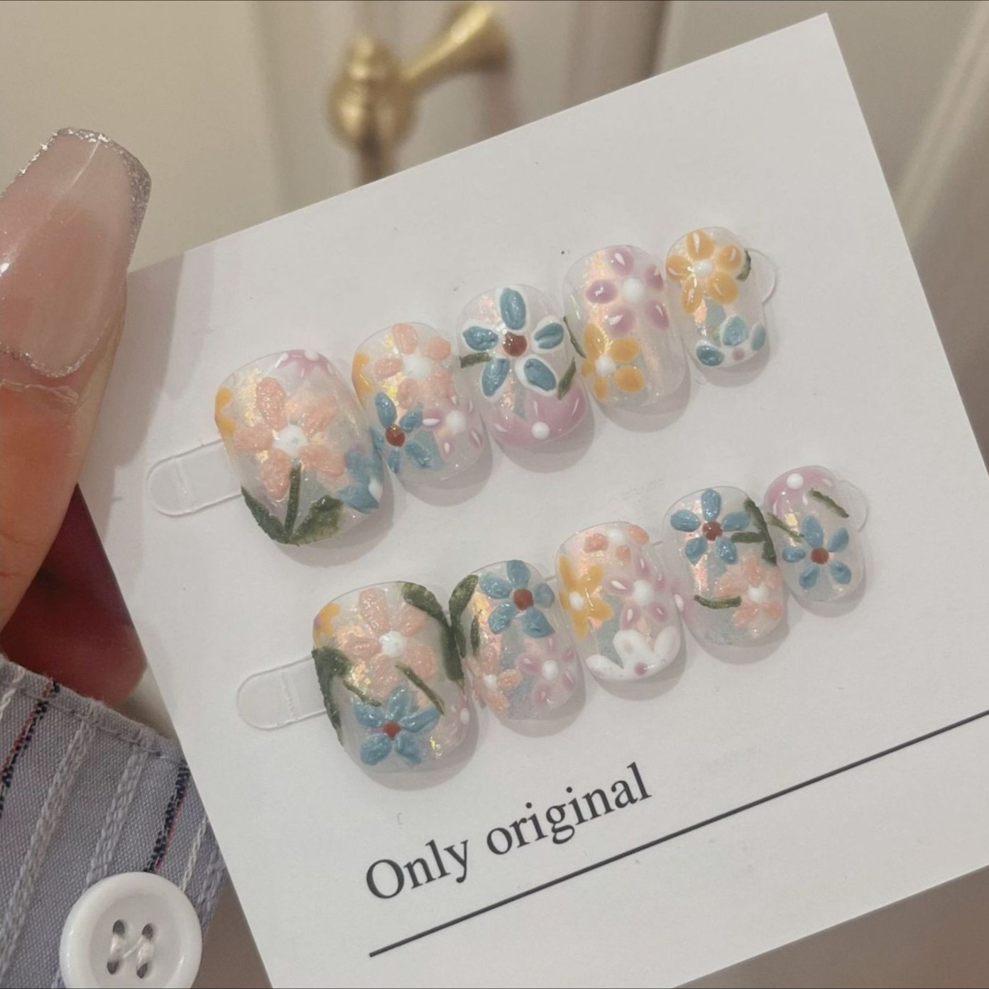 10Pcs Short Handmade Press On  - Nail Art Pink recension och pris