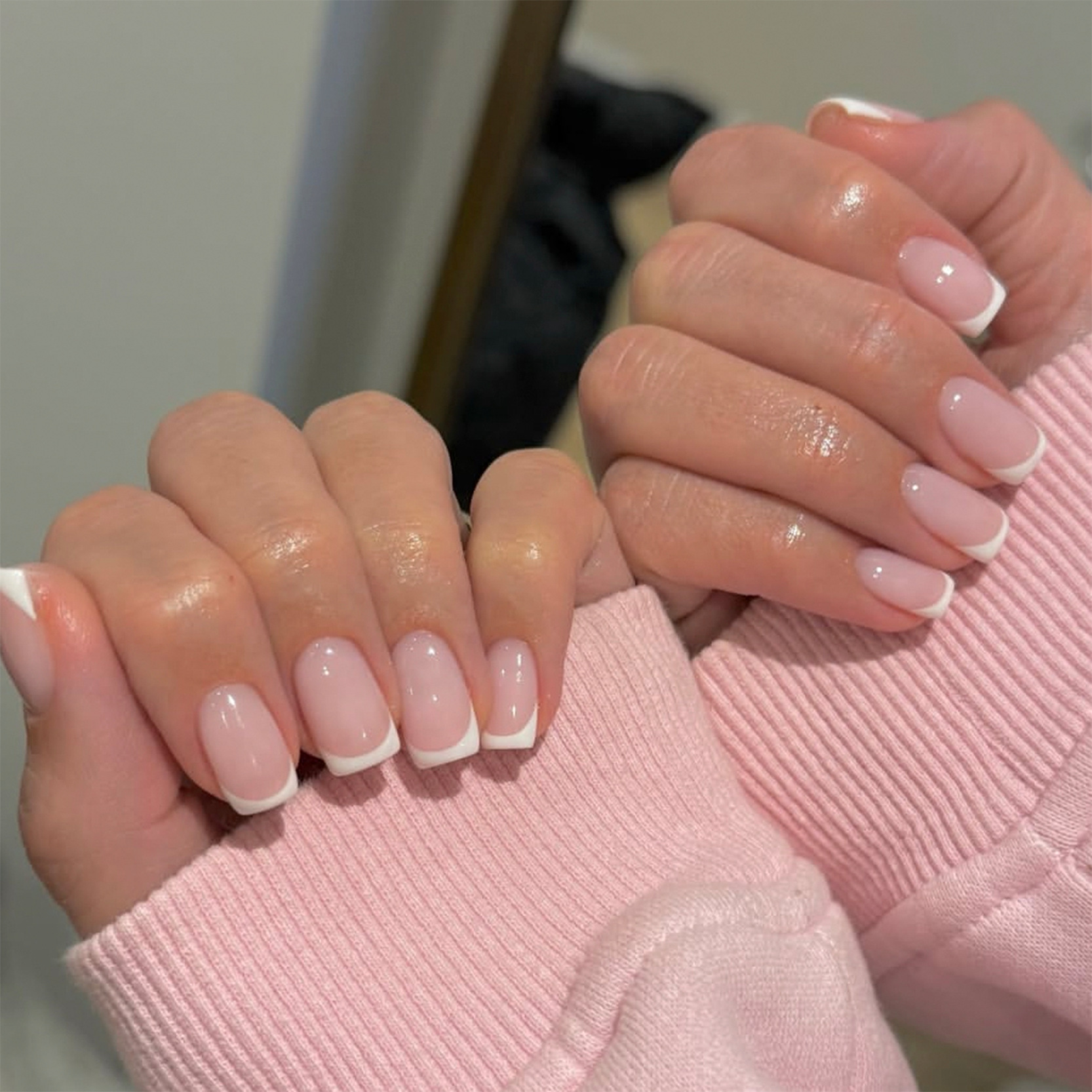 24pcs Simple White French Pres - Nail Art Pink recension och pris