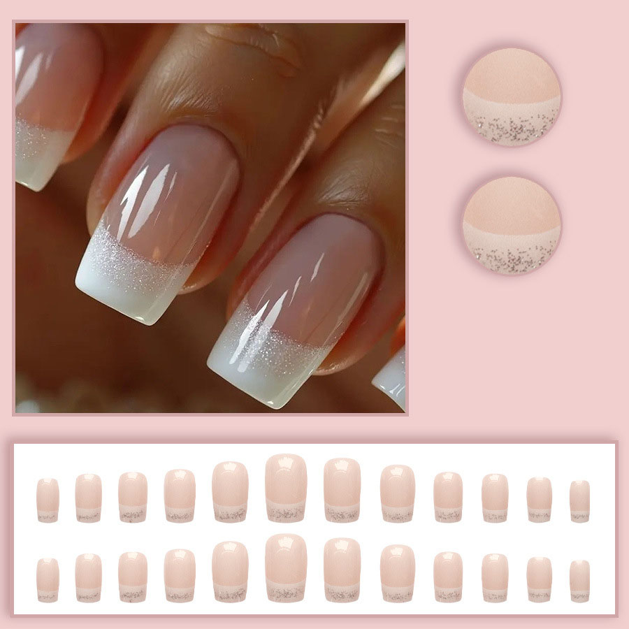 24pcs/set Medium Square fake n - Nail Art French Nails recension och pris