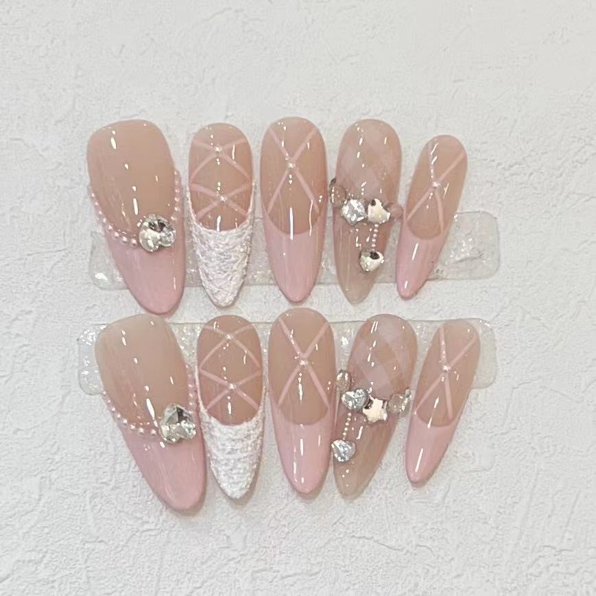 10Pcs Handmade Press on Nails  - Nail Art Pink recension och pris