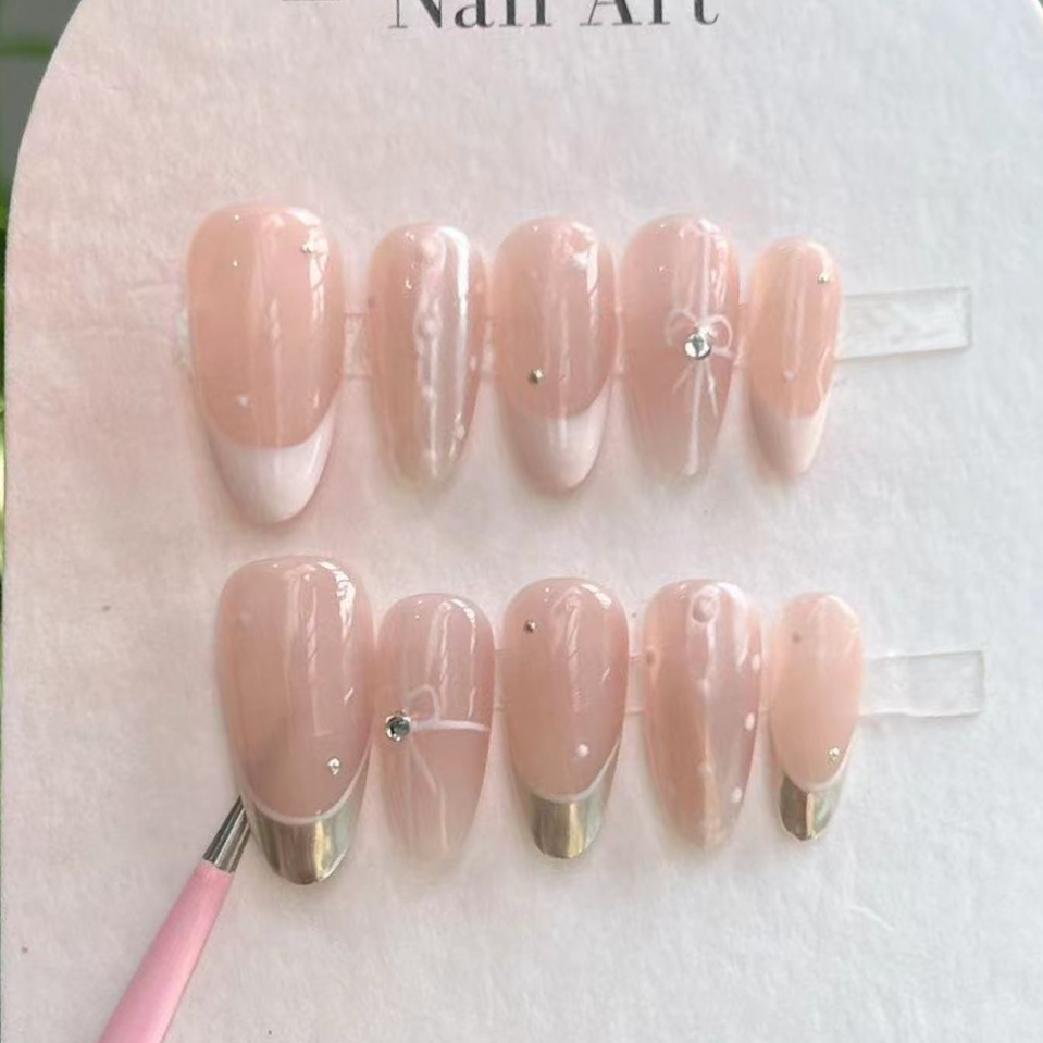 10Pcs Handmade Press on Nails  - Nail Art Pink recension och pris