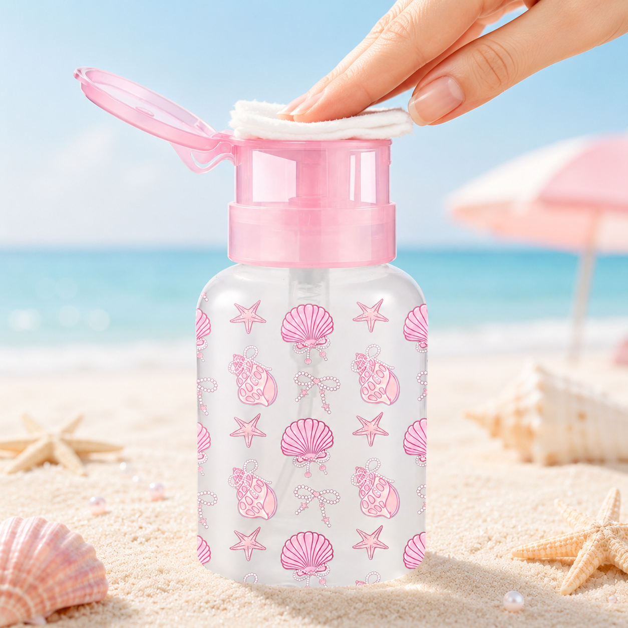 220ml Pink Shell Print Pump Di - Nail Art Pink recension och pris