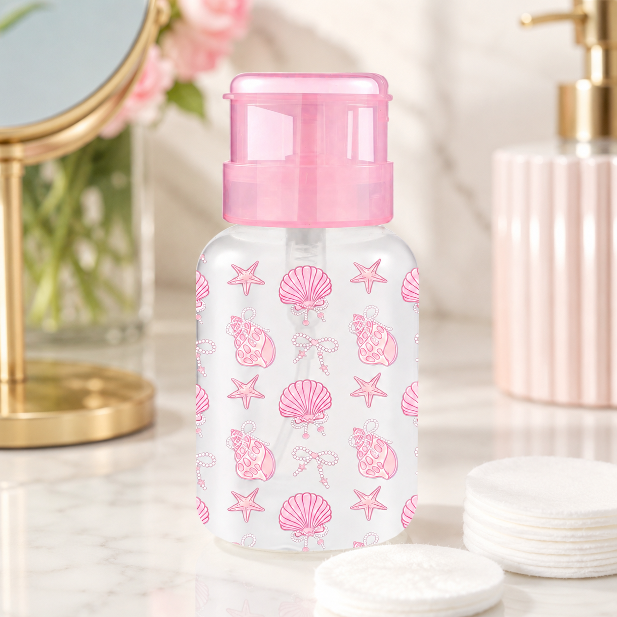 220ml Pink Shell Print Pump Di - Nail Art Pink recension och pris