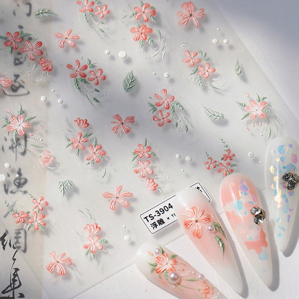 Embroidered Begonia Crabapple  - Nail Art Pink Soft recension och pris