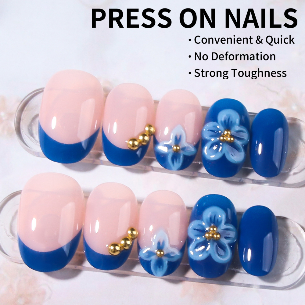24pcs Short Oval 3D Gel Nail S - Nail Art French Nails recension och pris