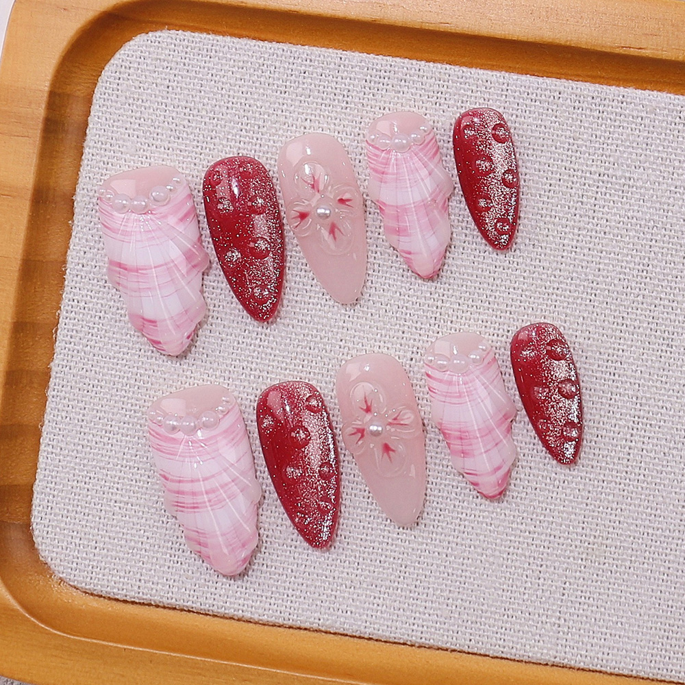 10pcs Medium Almond Handmade P - Nail Art Pink recension och pris