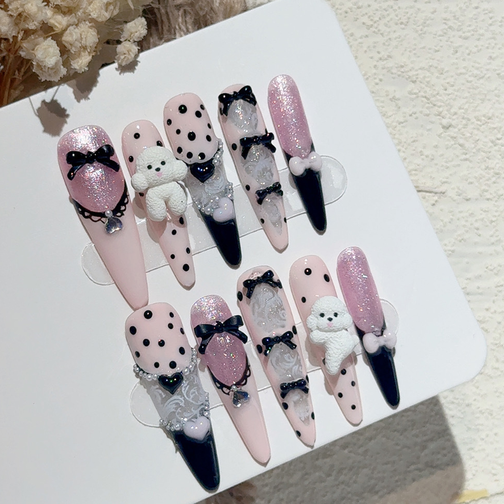 10PCS Black Lace Polka Dot Bal - Nail Art French Nails recension och pris