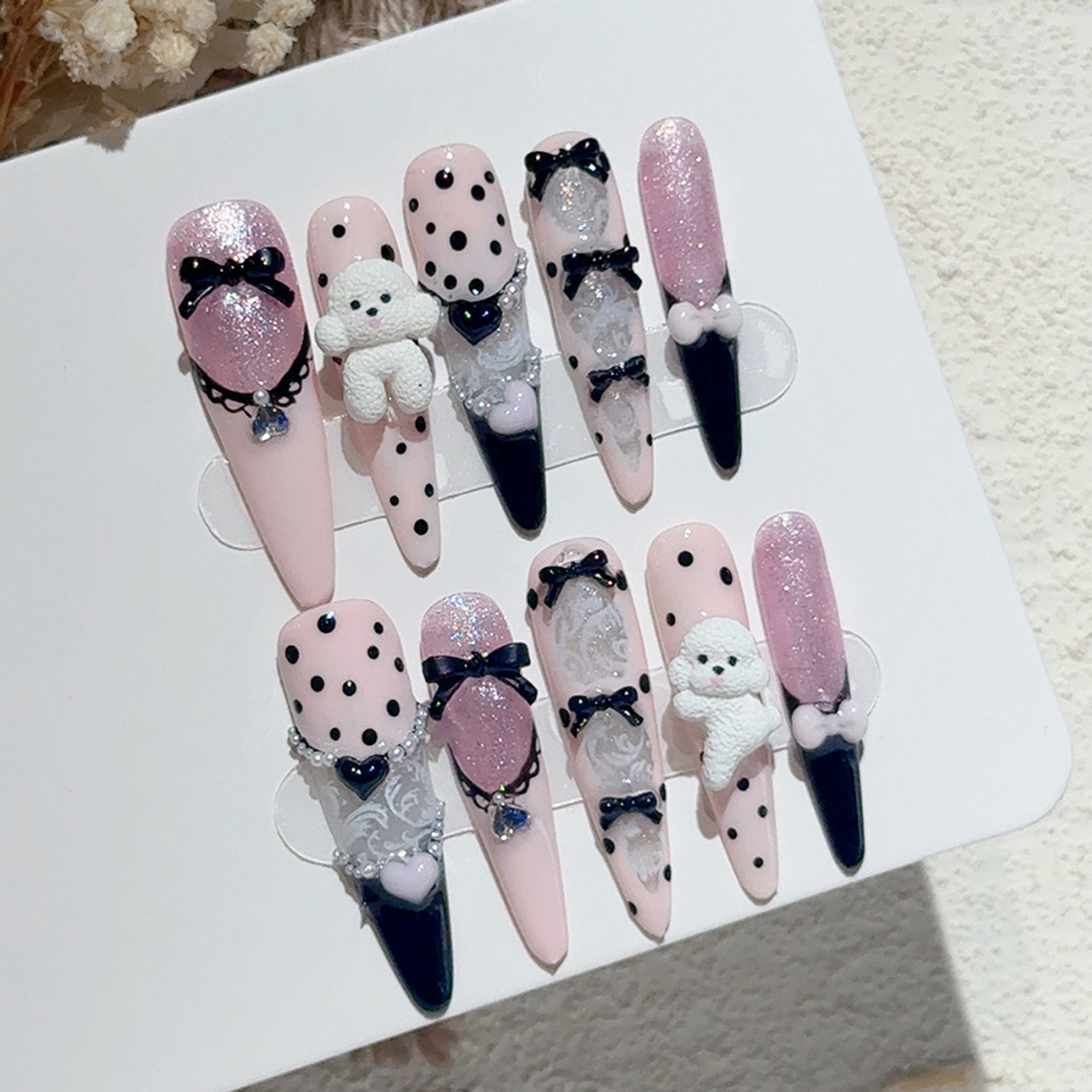 10PCS Black Lace Polka Dot Bal - Nail Art French Nails recension och pris