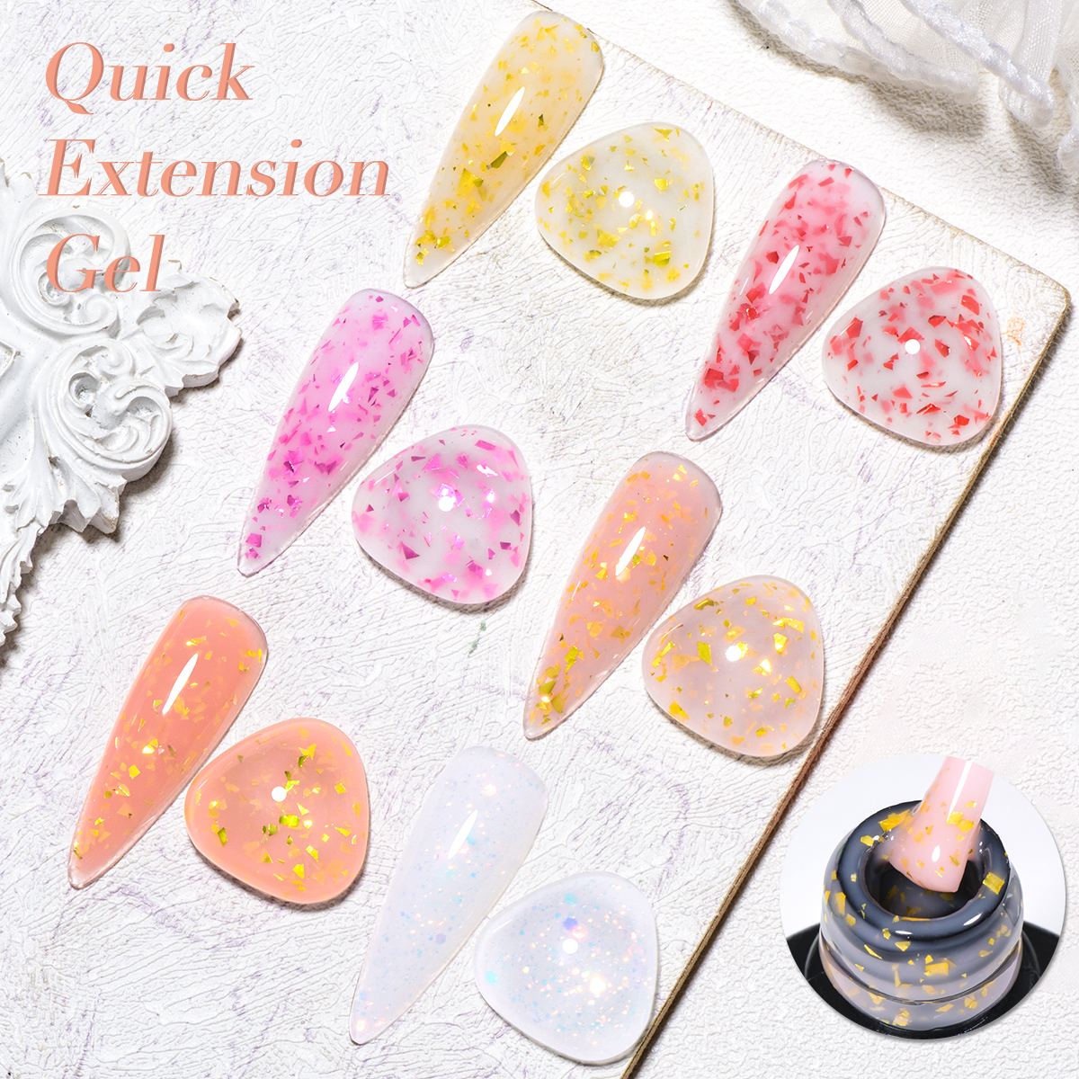 7ml 6 Colors Glitter Quick Ext - Nail Foil Transfer recension och pris