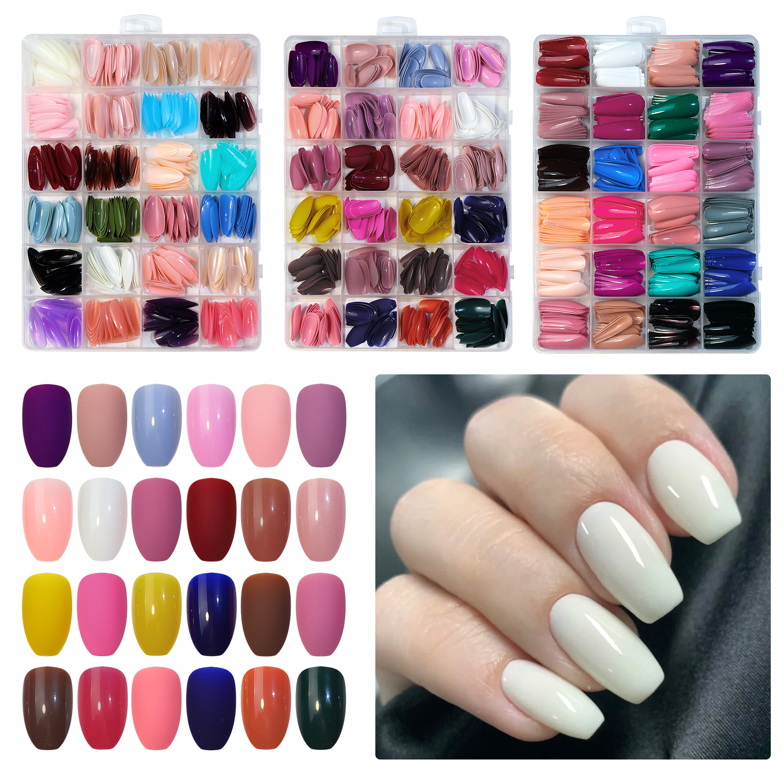 24 grids solid color wear nail - Nail Art Pink recension och pris