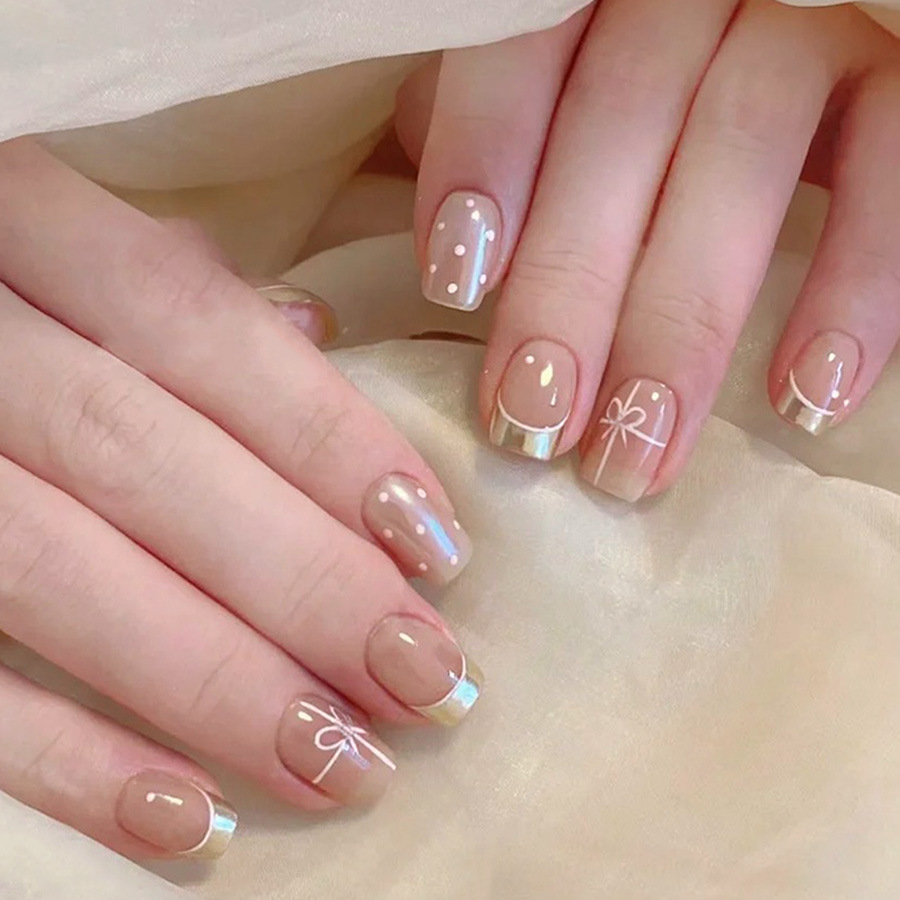 Short Square fake nails for wo - Nail Art French Nails recension och pris