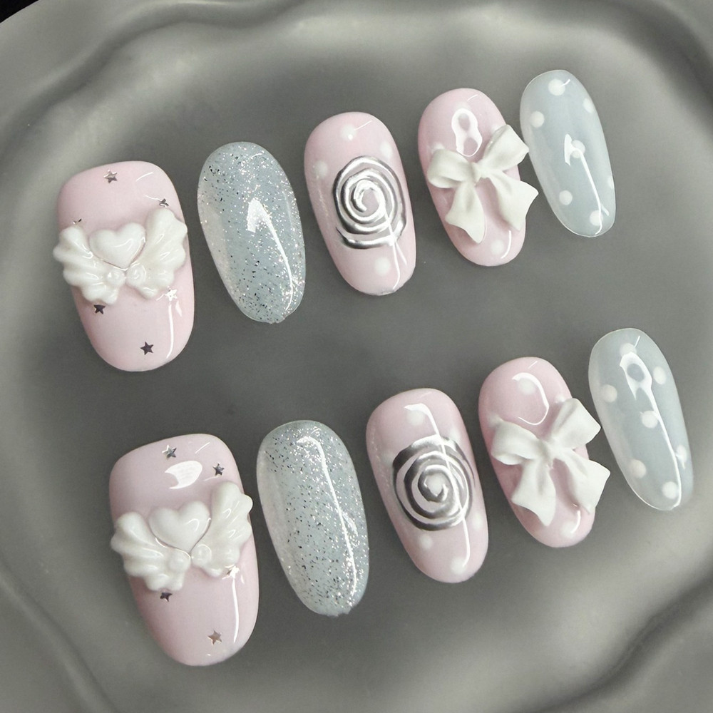Korean Vintage Wishcore Short  - Nail Art Pink recension och pris