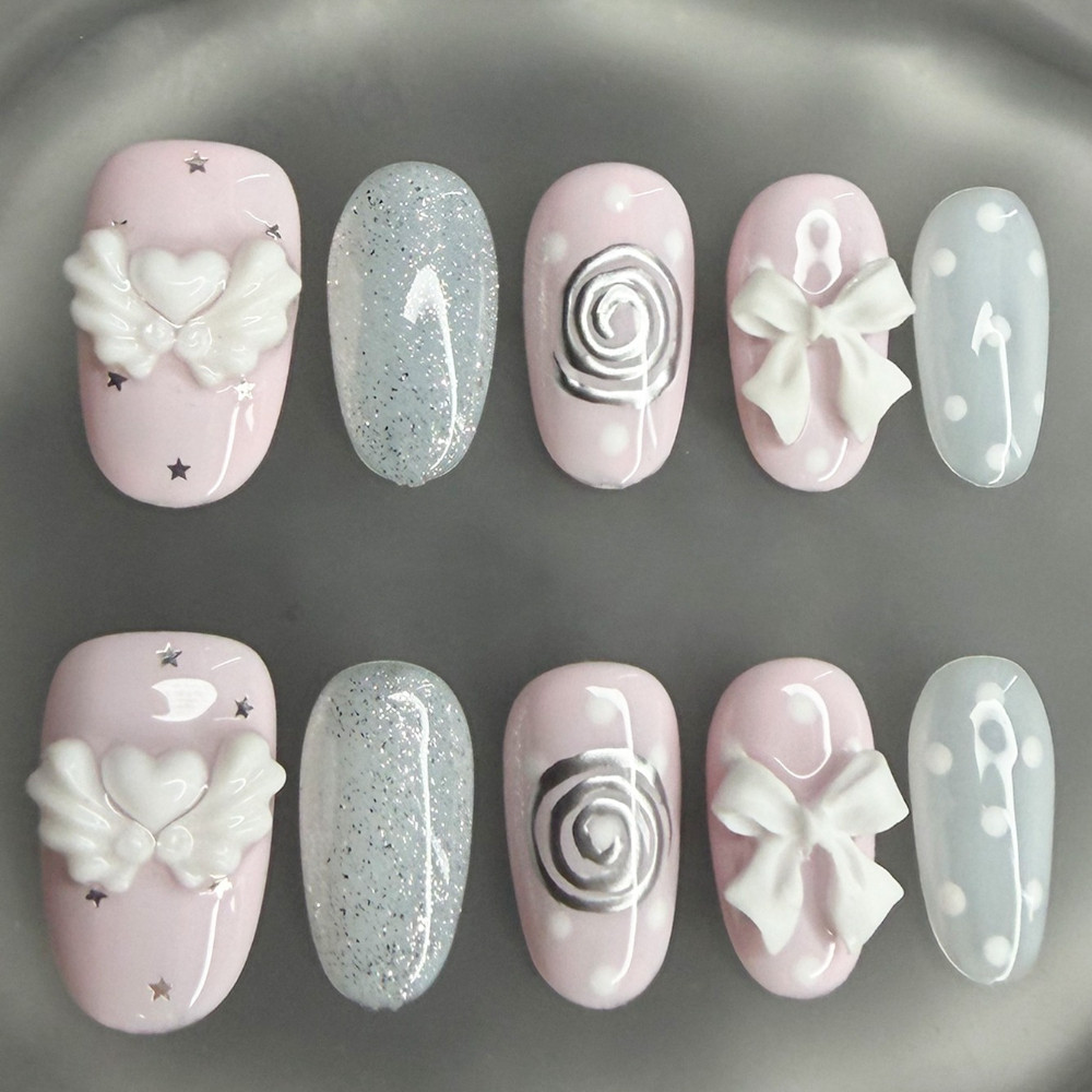 Korean Vintage Wishcore Short  - Nail Art Pink recension och pris