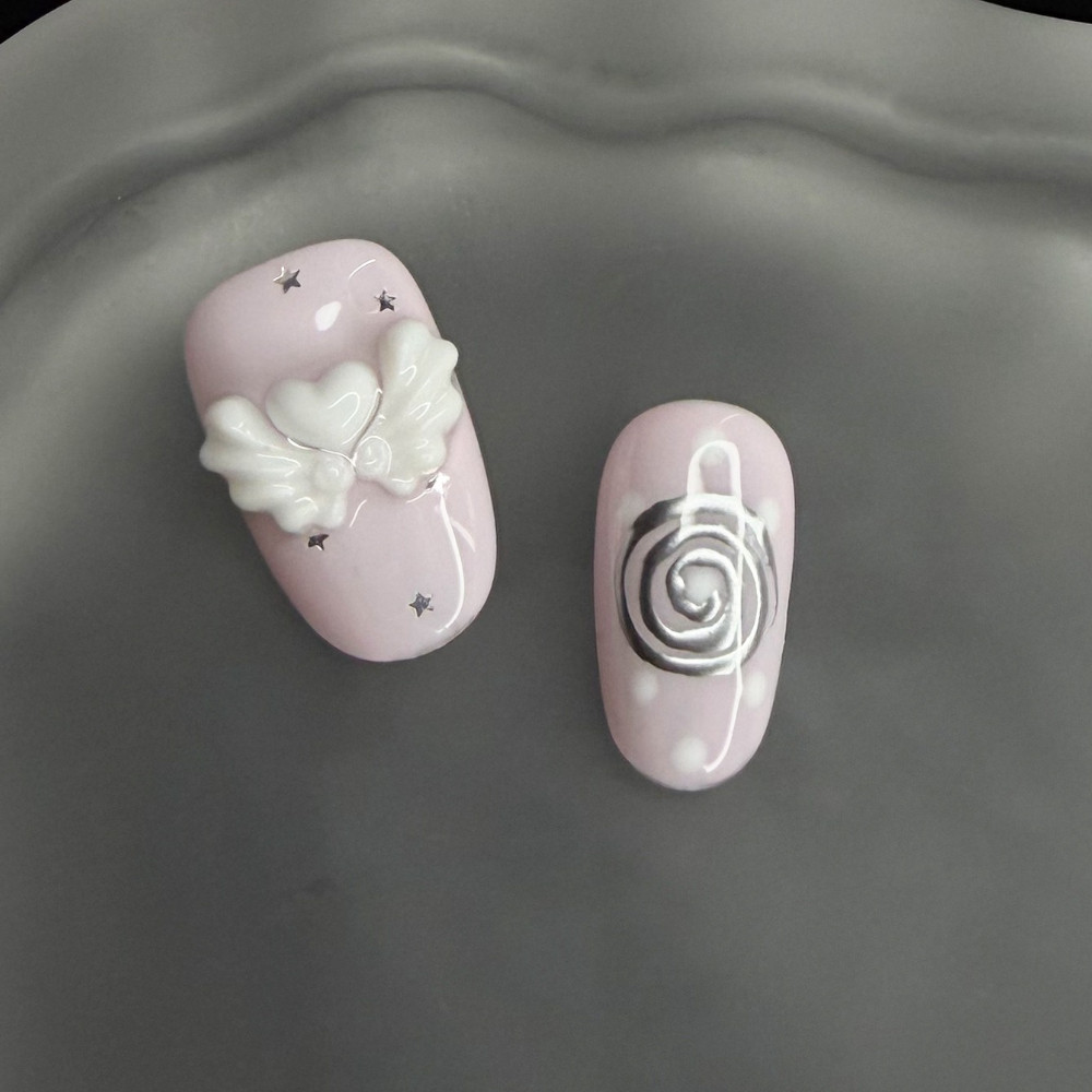 Korean Vintage Wishcore Short  - Nail Art Pink recension och pris