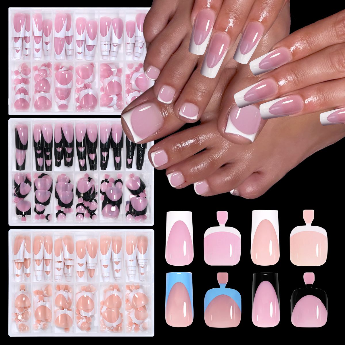 144pcs French Black Pink Hand& - Nail Art Pink recension och pris