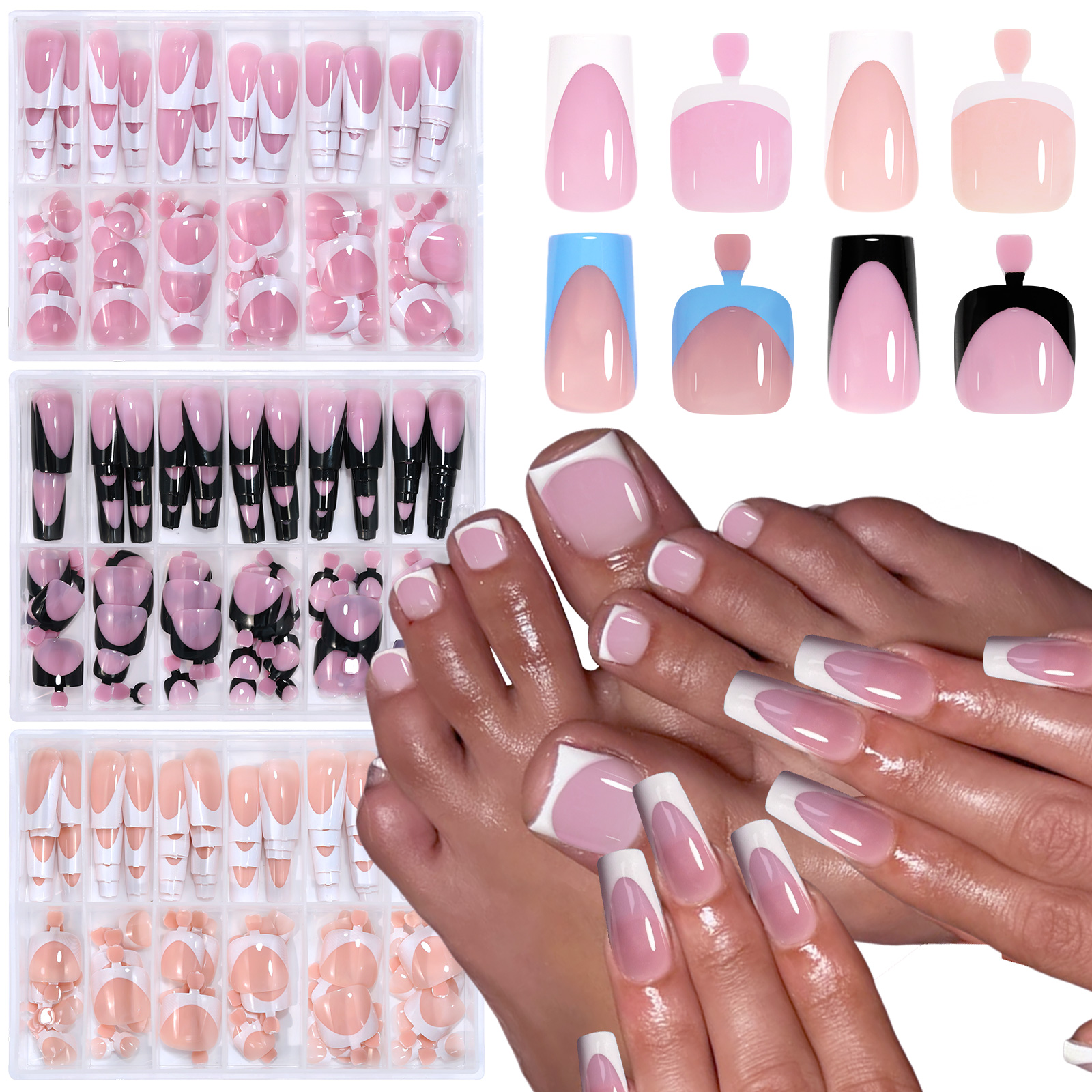 144pcs French Black Pink Hand& - Nail Art Pink recension och pris