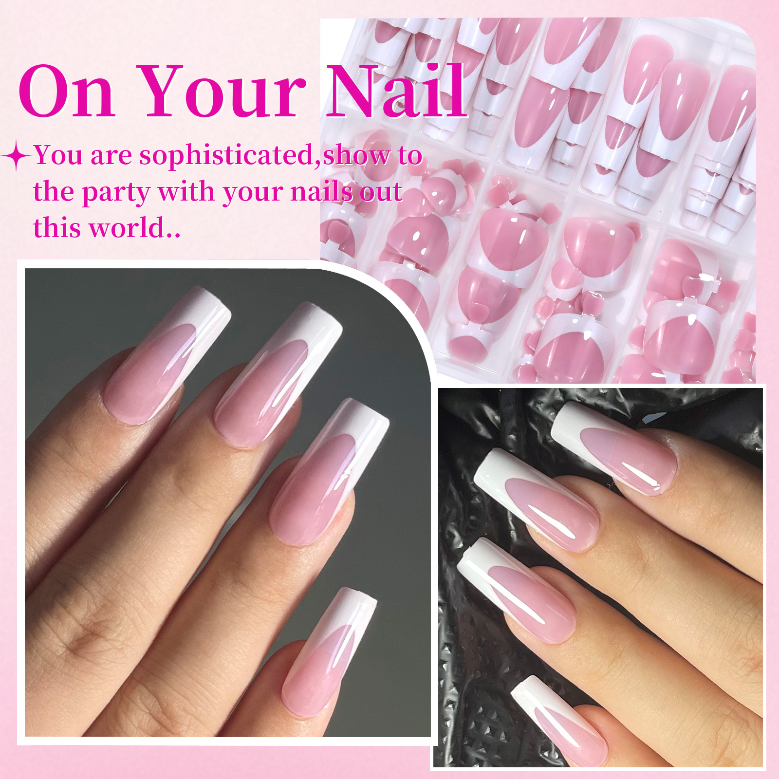 144pcs French Black Pink Hand& - Nail Art Pink recension och pris