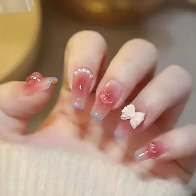 24Pcs/Set Fake Nails Art Bow P - Nail Art French Nails recension och pris