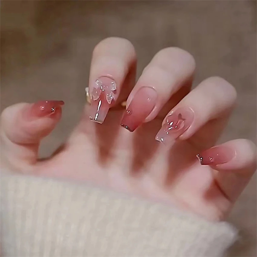 24Pcs/Set Fake Nails Art Bow P - Nail Art French Nails recension och pris