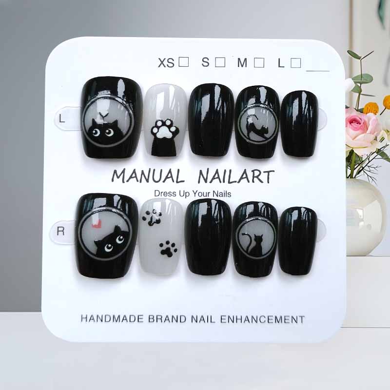 10Pcs Cute Cartoon Black Cat a - Nail Art Pink recension och pris