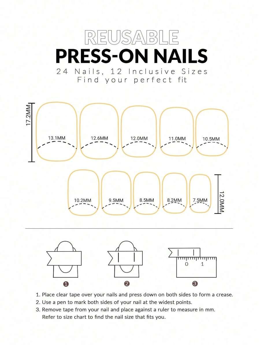 24pcs Reusable Press-On Nails  - Nail Art French Nails recension och pris