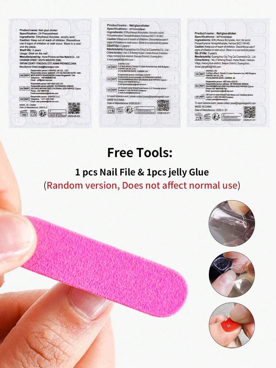 24pcs Reusable Press-On Nails  - Nail Art French Nails recension och pris