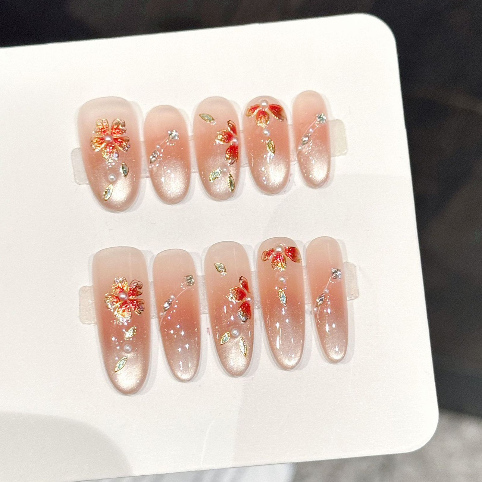 10pcs Handmade Fake Nails Pres - Nail Art Pink recension och pris