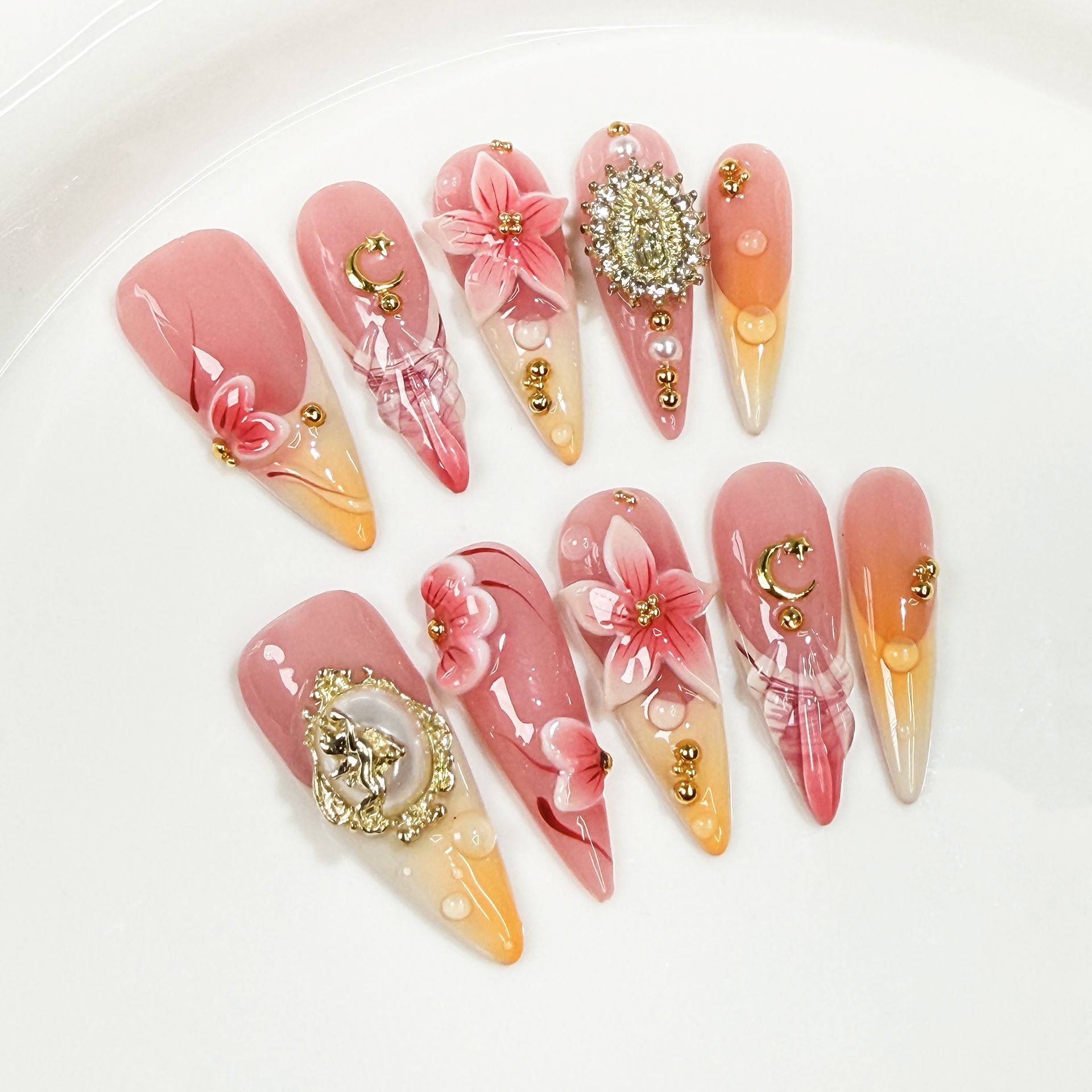 10Pcs Retro Flower Design Fals - Nail Art French Nails recension och pris