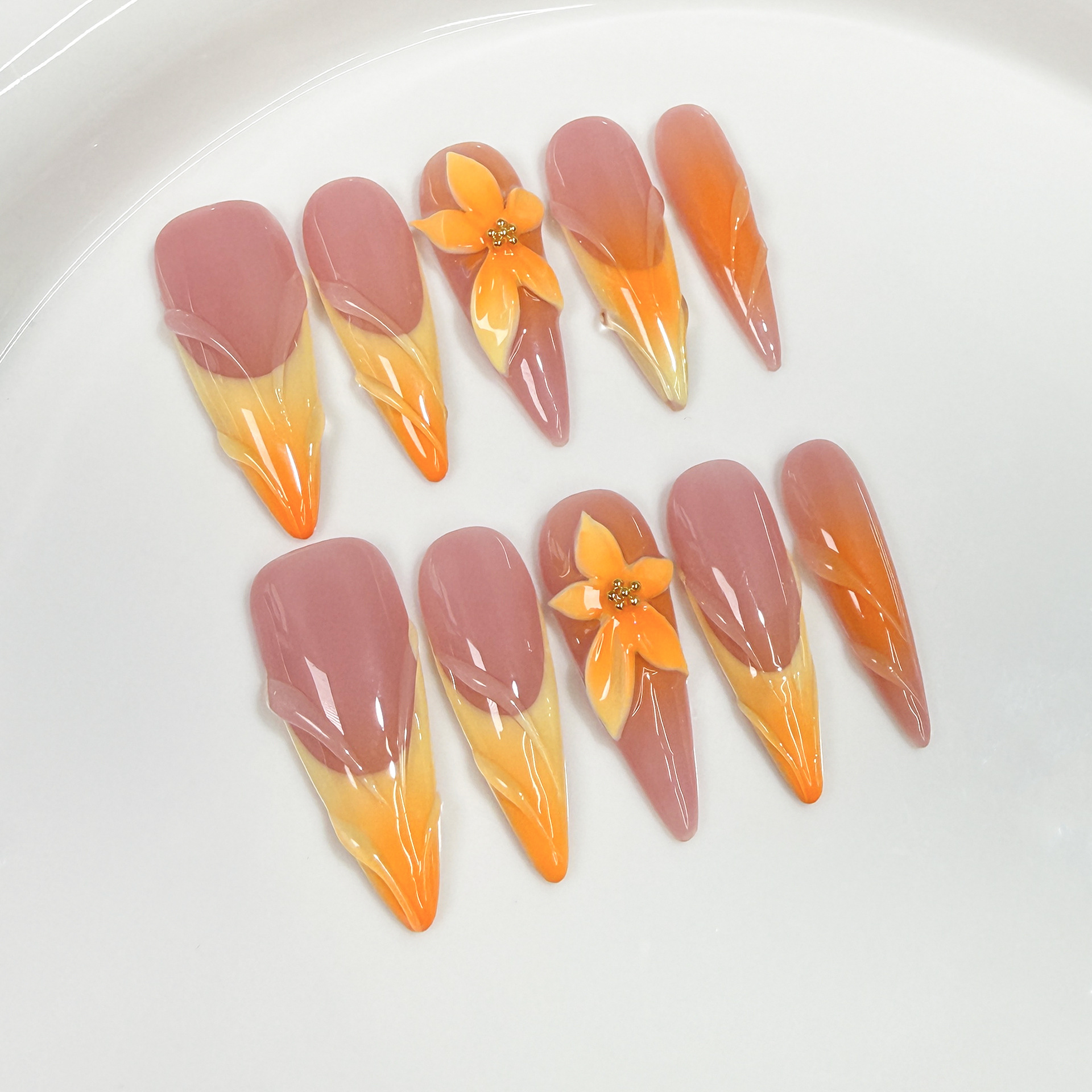 10Pcs Retro Flower Design Fals - Nail Art French Nails recension och pris