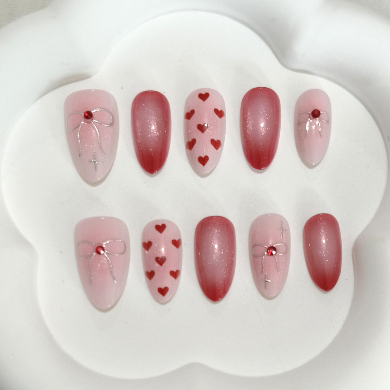 10Pcs Sweet Cute Heart-shaped  - Nail Art French Nails recension och pris